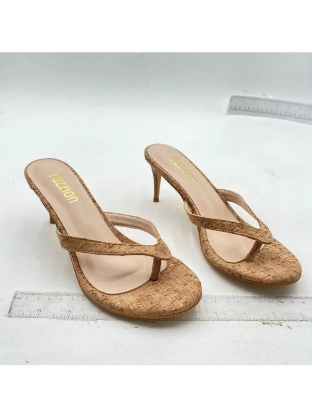 Pazzion Womens Fashion Flip Flops Open Toe Low Heels Thong Sandals Natural Cork